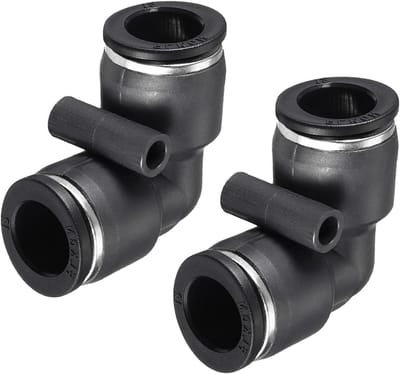 2-Pack Push-to-Connect Buiskoppelingen voor Pneumatische Luchtdruk - Geschikt voor 12mm OD Pijpen, Snelle Aansluiting en Eenvoudige Installatie