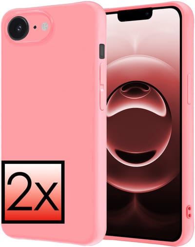 Hoesje - 2 Stuks - Geschikt voor Apple iPhone 16e / 17e - Sterk & Shockproof - Case Siliconen - Back Cover - Telefoon Hoes - Lichtroze