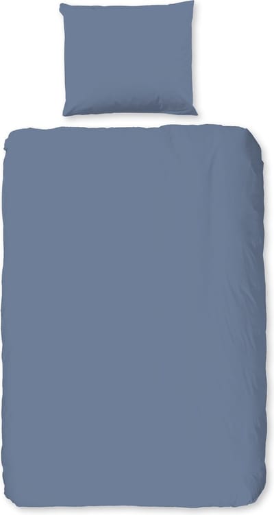 Good Morning dekbedovertrek effen kleur - 1 persoons 140x200/220 cm - Blauw - 100% Katoen flanel