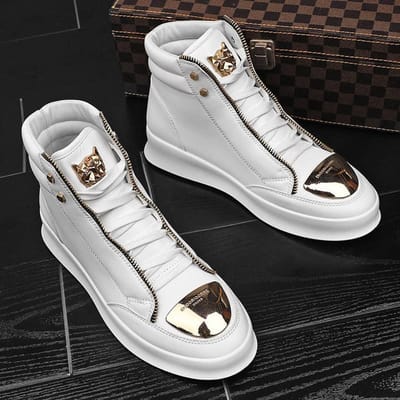 Hoge Casual Schoenen Heren Sneakers Mode Skateboard Schoenen Luipaard Platform Schoen Sport Trainingsschoenen Heren Enkellaarsjes 40