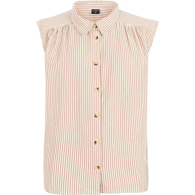 Protest PRTPeacy - Blouse Dames - Mouwloos - Knoopsluiting - Loose fit - Bruin