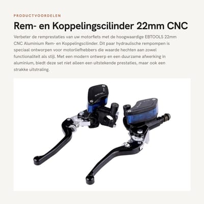 Dailygoods- Rempomp Hoogwaardige Kwaliteit - Hydraulische Rempomp - Koppeling - Verstelbare Levers - Aluminium Legering - 22mm - Remcilinder