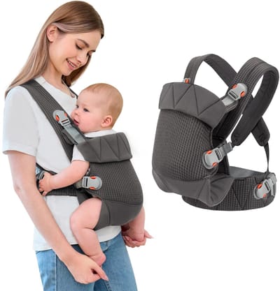 Ibenzoa® Ergonomische en verstelbare babydrager voor pasgeborenen en peuters in donkergrijs