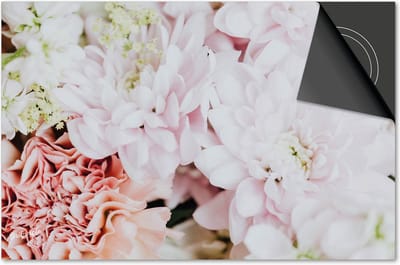 Inductie beschermer 60x60 - afdekplaat inductie mat - Dietrix Kookplaat beschermer - Exclusief - Flowers 1 - Pioenen roze wit