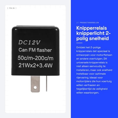 Dailygoods- Knipperrelais 2-polig - Snelheid instelbaar - Universeel - Waterdicht - Duurzaam - Voor motorfiets en auto - Knipperlicht