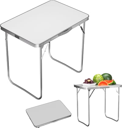 Vouwtafel 80 x 60 cm aluminium, draagbare opvouwbare tafel voor binnen en buiten, picknicktafel, bureau voor thuiswerken, marktkraam tafel