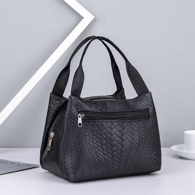 Sac à main pour femme Sac à fermeture éclair Sac en PU Imperméable avec sac à déjeuner Emballage pour repas Sac à lunch Sac à bento Sac à main 21*14*17cm