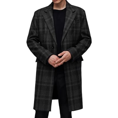 AllSaints Sargas Coat Black Size: 44 | Single Breasted Coats Outlet | Heren | Zwart