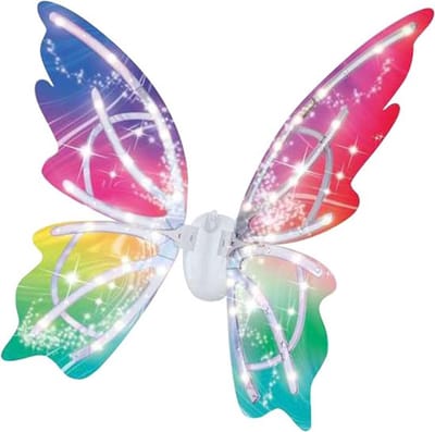 Verlichte LED Feeënvleugels met Automatische Fladderfunctie, Verstelbare Bandjes en Muziek voor Kinderen van 4 tot 12 Jaar voor Kostuums en Feestjes