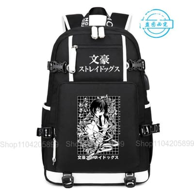 Bungo Stray Dogs Rugzak Anime Mochila Jongens Student Schooltassen Boekentas USB Opladen Laptop Mannen Zwart Reizen Schoudertassen 16 inches