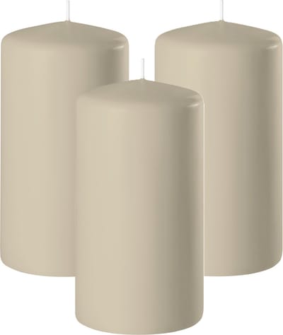 Enlightening Candles Cilinderkaars/stompkaars - 3x - beige - D6 x H10 cm - 36 branduren - Dikke kaarsen - Voor kandelaar of plateau