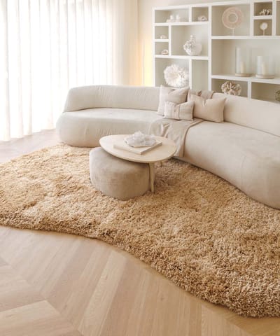 Organisch vloerkleed shaggy - Sveve beige 150x230