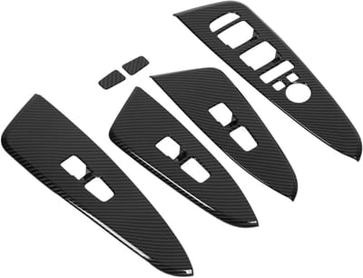 Set van 6 Stuks Carbon Fiber Stijl Raam Bediening Paneel Covers voor KIA Sportage HEV NQ5 - Auto Accessoires, Interieur Verfraaiing, Bescherming en Stijl