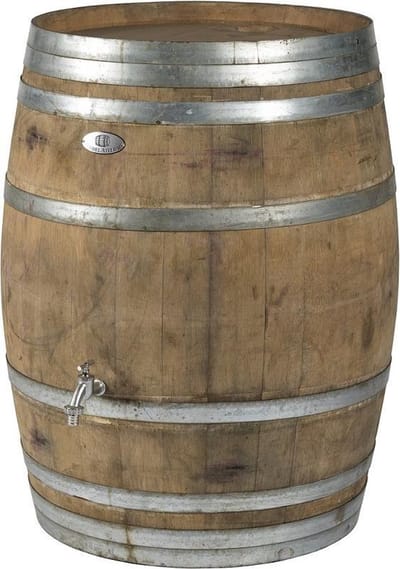 Regenton 300L, gat regenpijp, chromen logo en kraan