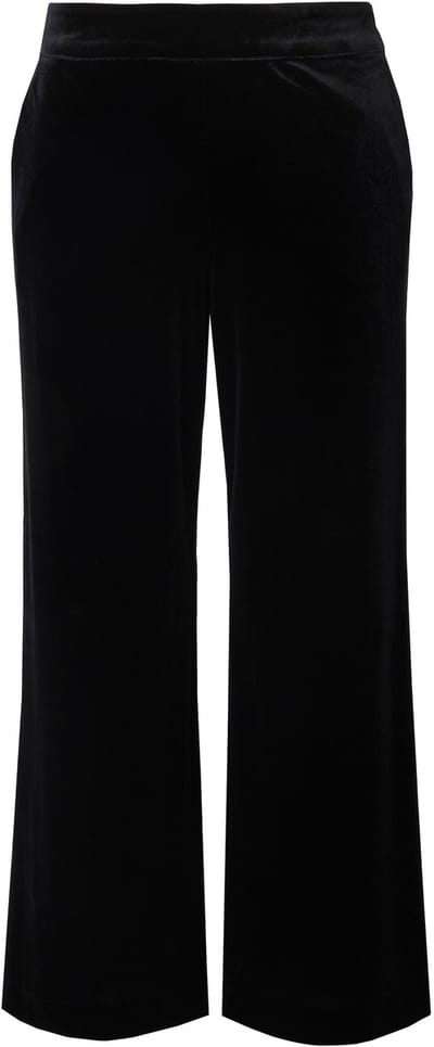 Ulla Popken - Dames - Fluwelen pantalon uitlopende broekspijp - Klassiek zwart - Maat 46+