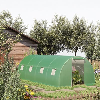 MODFU - Foliekas - Met Oproldeur En 8 Ramen - Tunnelontwerp - Voor Tuin - Staal - Groen - 600 X 300 X 200 Cm