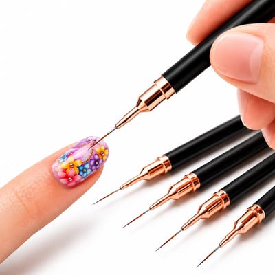 BOTC Penselen voor Nagel Gel - Nagel Art Pennen - Set van 5 - Nagel kwasten - Line nail art brush set - Zwart