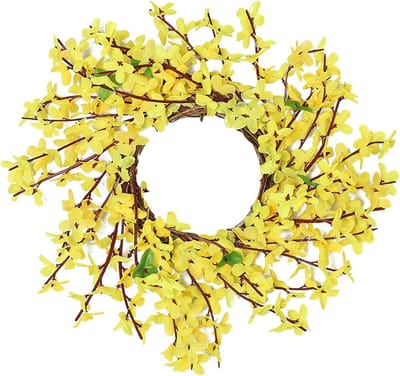 Kunstmatige Krans - Zijden Bloemen - Huis Decoratie - Realistisch Ontwerp - 30 cm Diameter - Geel