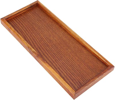 Wooden Tray, Rectangular Wooden Tea Tray, Natural Bamboo Wooden Tray, Modern Bamboo Tray for Coffee Table, 35 x 15cm
