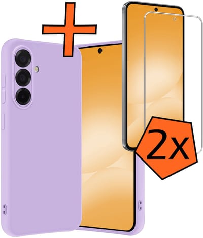 Hoes - Met 2x Screenprotector - Geschikt voor Samsung Galaxy A56 - Sterk & Shockproof - Back Cover - Siliconen Case - Telefoon Hoes - Lila