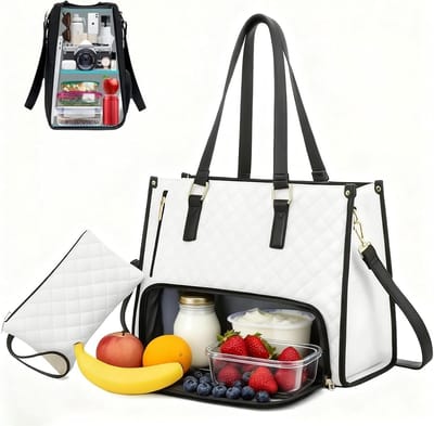 Elegante 2-in-1 Laptop- en Lunchtas voor 15.6 Inch Laptops, Geïsoleerde Tas voor Werk, Universiteit en Reizen met Koelcompartiment