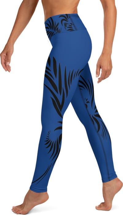 Sportlegging - design Power Up - High Waist - Dry Fit - High Performance - 4way stretch- unieke print - UPF 50+ - Hardloop - Yoga - Fitness - Dans  - Pilates - Training - sportbroek –kobaltblauw zwart maat XS