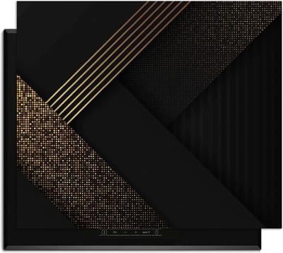 KitchenArt - Golden Geometry – Inductie Beschermer - 65x52 cm - Kookplaat Beschermer - Luxe Afdekplaat Inductieplaat - Anti-slip & Oprolbaar - Beschermmat Inductiekookplaat