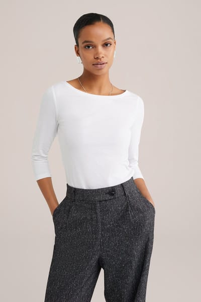 WE Fashion Dames T-shirt met driekwart mouwen