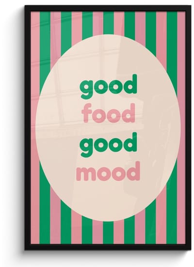Poster in lijst - Fotolijst 60x90 cm - Posters - Gestreept - Quote - Ovaal - Roze - Posterlijst zwart - Decoratie - Wanddecoratie woonkamer - Muurdecoratie slaapkamer