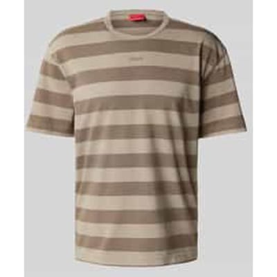 T-shirt met geribde ronde hals, model 'Dockoe'