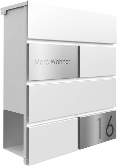 Design brievenbus met krantenvak en personalisatie voor huisnummer en naam