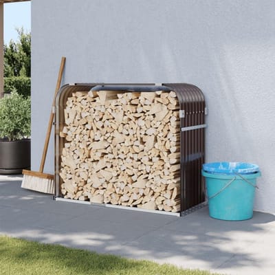 Houtopslag Rek - Haardhout Opslag - Open Haard - Verzinkt Staal - 120x45x100cm - Bruin