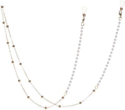 Brilketting - Goud Kleurig met Kunst Pareltjes