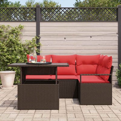 vidaXL - Tuinbank - Set - 5 - st - 4-Aantal - zitplaatsen - Bruin - en - Rood