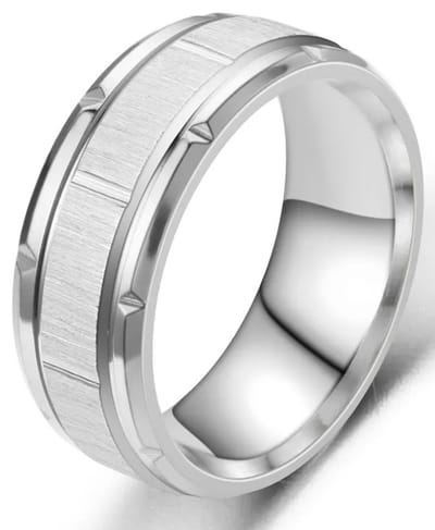 Heren Ring Zilver kleurig met Luxe Versiering - Staal - Ringen - Papa Cadeau Voor Mannen - Vaderdag
