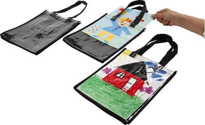 Tas met plastic voorkant, afm 30x23x7 cm, zwart, 1 stuk