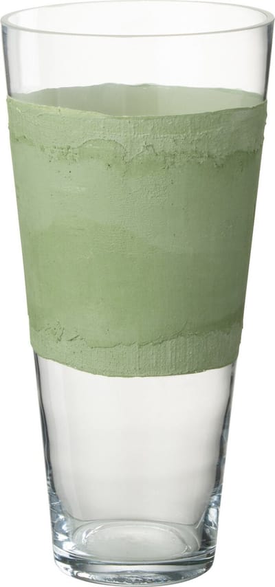 J-Line vaas Delph - glas - transparant/groen - small - 35 cm hoog