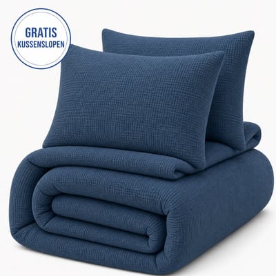 Decoware Dekbed Zonder Overtrek 240x200 cm – Mousseline Blauw – Hoesloos Dekbed - Incl. Kussenslopen - All Season - Lits-jumeaux