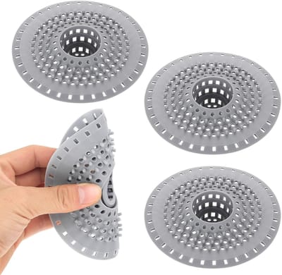 Dailygoods - 3 stuks afvoerzeef, siliconen afvoerzeef, douche haar, siliconen haarzeef, douche met zuignap, douchezeef, afvoer haarvanger voor keukenspoelbak, badkuip, wastafel, badkamer, doucheafvoer, spoelbak