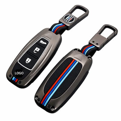 Autosleutel Hoesje geschikt voor Suzuki - Sleutelcover - Metalen Sleutelhoes - Accessoires - grijs