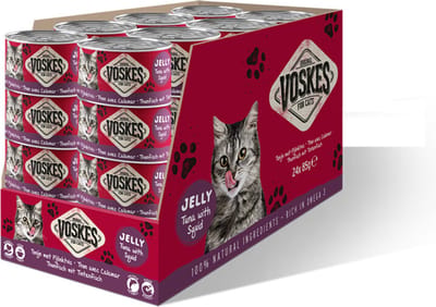 Voskes Kattenvoer Nat Tonijn met Pijlinktvis - 24 x 85 gr - Voordeelverpakking