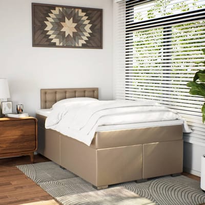 vidaXL - Boxspring - met - matras - kunstleer - cappuccinokleurig - 120x200 - cm