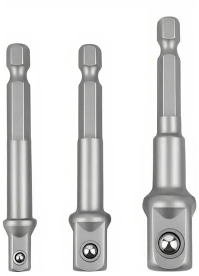3x Dopsleutel opzetstuk - Bithouder - Schroeftol - Metaal - 1/4'' - 3/8'' - 1/2'' - Klussen - Gereedschap - Tools - Jonyx