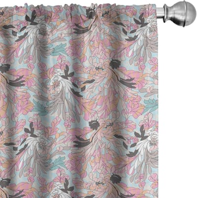 ABAKUHAUS Bloemen gordijnen – 2x75x245 cm – microvezel, halfschaduw