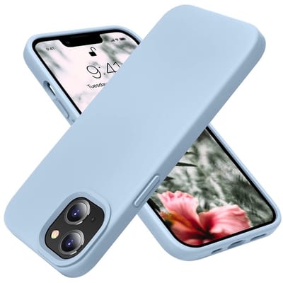 geschikt voor iPhone 14 Hoesje Siliconen - Soft Touch Telefoonhoesje - geschikt voor iPhone 14 Silicone Case met zachte voering - Mobiq Liquid Silicone Case Hoesje geschikt voor iPhone 14 lichtblauw