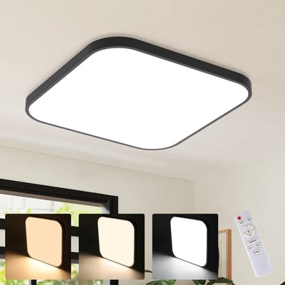 NETTLIFE Plafondlamp - LED - Ø 27 cm - Zwart plafonniére - 15W - Dimbaar - 3000-6500K - rechthoek