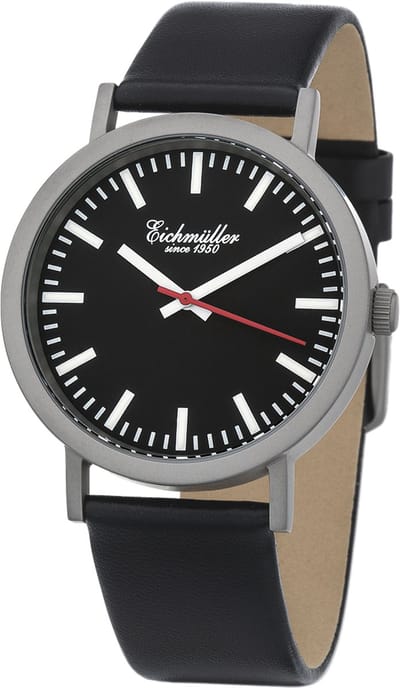 Eichmüller Stationsklok Herenhorloge met Lederen Horlogeband 40 mm