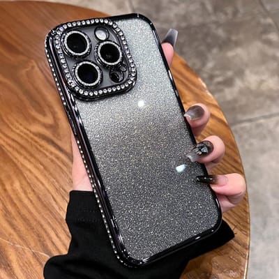 Luxe Plating Diamant Strass Glitter Hoesje Voor iPhone 11 12 13 14 15 16 Pro Max Plus Transparant Bling Zachte Siliconen Cover For iPhone 13 black