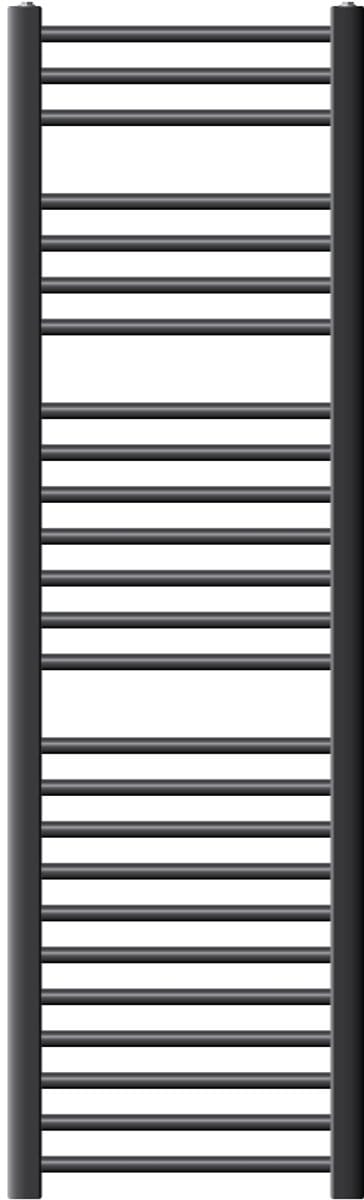 Elektrische badkamerradiator met verwarmingselement 900W 400x1500 mm antraciet gebogen zijaansluiting & thermostaat LuxeBath