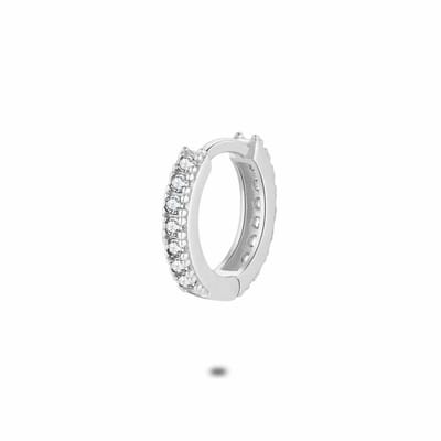 Twice As Nice Oorbel in zilver per stuk, oorring zirkonia, 12 mm